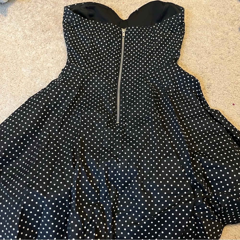 Black Polka Dot Strapless Dress - Picture 4 of 5